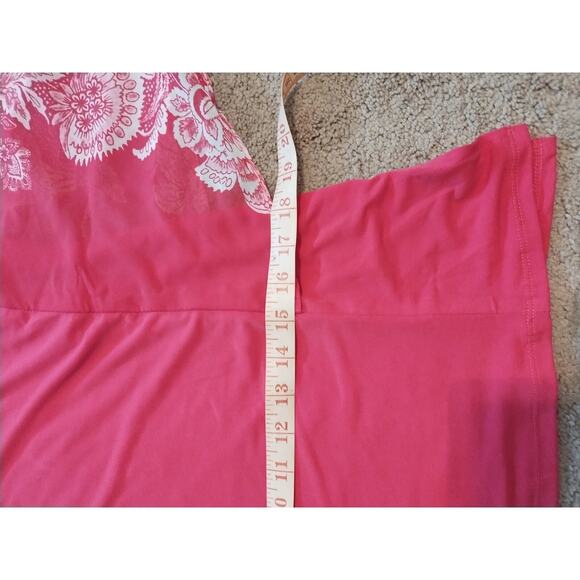 NWT JM Collection Floral Printed Flutter-Sleeve Keyhole Top Pink/White Size S - Picture 7 of 8